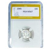 1945 Mercury Silver Dime PGA MS67