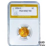 1954-S Wheat Cent PGA MS67 RD