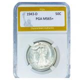 1943-D Walking Liberty Half Dollar PGA MS65+