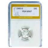 1945-D Mercury Silver Dime PGA MS67
