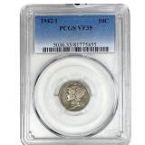 1942/1 Mercury Silver Dime PCGS VF35