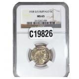 1938-D/S Buffalo Nickel NGC MS65
