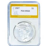 1927 Silver Peace Dollar PGA MS64