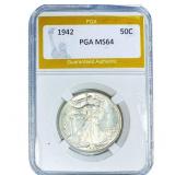 1942 Walking Liberty Half Dollar PGA MS64