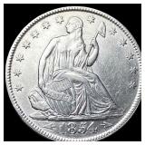 1854 Arrows Silver Seated Liberty Half Dollar  UN