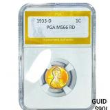 1933-D Wheat Cent PGA MS66 RD