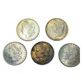 [5 Coins] 1880-1890 Morgan Silver Dollar