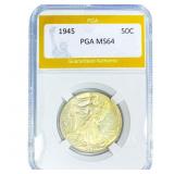 1945 Walking Liberty Half Dollar PGA MS64