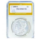 1898-S Morgan Silver Dollar PGA MS63 RD