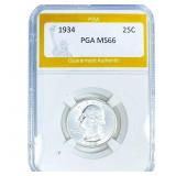 1934 Washington Silver Quarter PGA MS66
