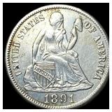 1891-S Silver Dime CLOSELY UNCIRCULATED