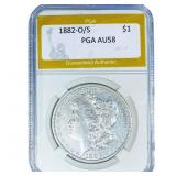 1882-O/S Morgan Silver Dollar PGA AU58