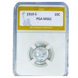 1919-S Mercury Silver Dime PGA MS62