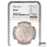 1921-D Morgan Silver Dollar NGC MS63