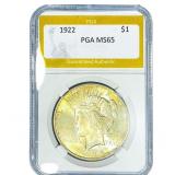 1922 Silver Peace Dollar PGA MS65