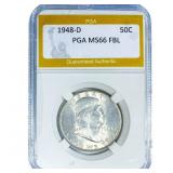 1948-D Franklin Half Dollar PGA MS66 FBL
