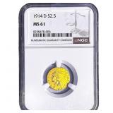 1914-D $2.50 Gold Quarter Eagle NGC MS61