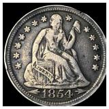 1854-O Silver Seated Liberty Dime NEARLY UNCIRCULA