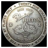 1990 Flamingo Hilton $25 Silver Gaming Token HIGH
