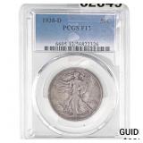 1938-D Walking Liberty Half Dollar PCGS F12