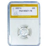 1937-S Mercury Silver Dime PGA MS67+ FB