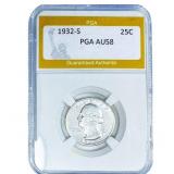 1932-S Washington Silver Quarter PGA AU58