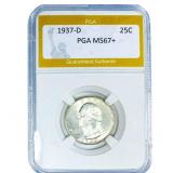 1937-D Washington Silver Quarter PGA MS67+