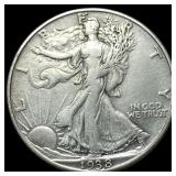 1938-D Silver Walking Liberty Half Dollar NEARLY U