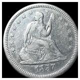 1857-O Silver Seated Liberty Quarter NEARLY UNCIRC