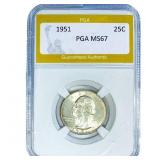 1951 Washington Silver Quarter PGA MS67