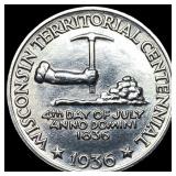 1936 Silver Wisconsin Territorial Centennial Half