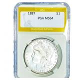 1887 Morgan Silver Dollar PGA MS64