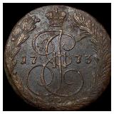 1773 Russia Catherine II Copper 5 Kopecks NEARLY U
