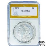 1892 Morgan Silver Dollar PGA AU55