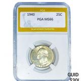 1940 Washington Silver Quarter PGA MS66