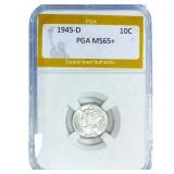 1945-D Mercury Silver Dime PGA MS65+