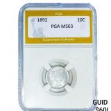 1892 Barber Dime PGA MS63