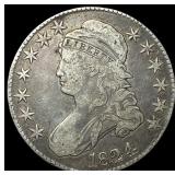1824 Capped Bust Half Dollar NEARLY UNCIRCULATED