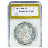 1878 Rev 79 Morgan Silver Dollar PGA MS62 DMPL