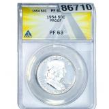1954 Franklin Half Dollar ANACS PF63