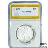 1945 Walking Liberty Half Dollar PGA MS66