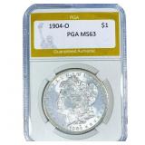 1904-O Morgan Silver Dollar PGA MS63