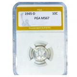 1945-D Mercury Silver Dime PGA MS67