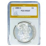 1880-S Morgan Silver Dollar PGA MS64