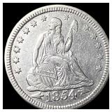 1854 Arrows Seated Liberty Quarter NEARLY UNCIRCUL