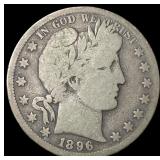 1896-S Silver Barber Half Dollar LIGHTLY CIRCULATE