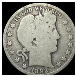 1892 Silver Half Dollar (Barber) NICELY CIRCULATED