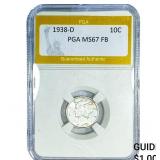 1938-D Mercury Silver Dime PGA MS67 FB