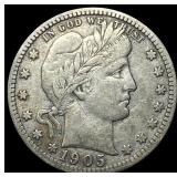 1905-S Silver Barber Quarter NEARLY UNCIRCULATED