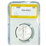 1939 Walking Liberty Half Dollar PGA MS63